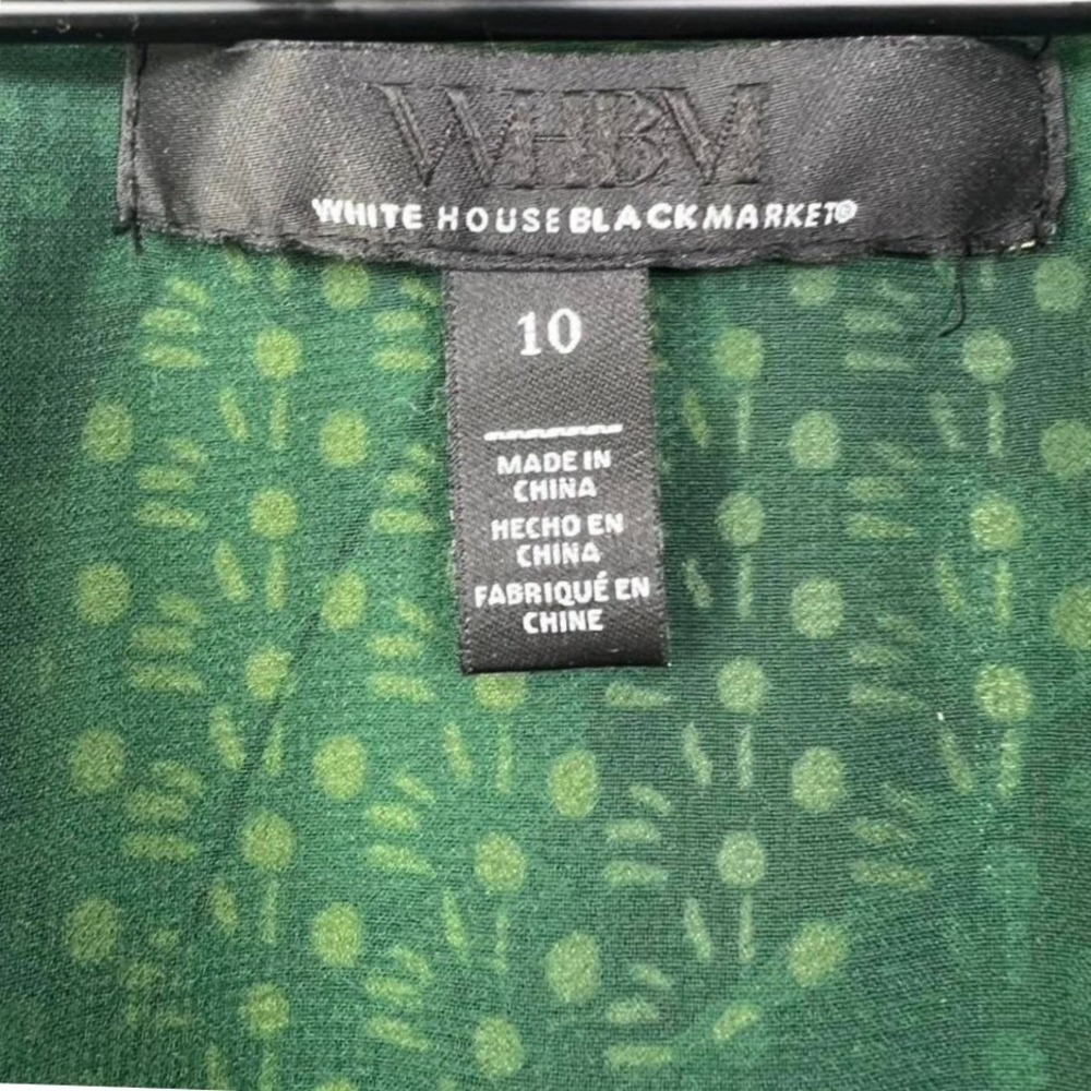 White House Black Market Green Floral Smocked Empire Waist Midi Dress 10 - Picture 4 of 8